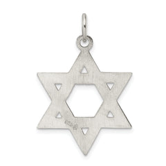 Sterling Silver Polished Textured Solid Star of David Pendant