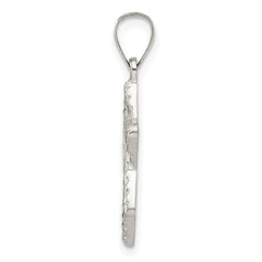 Sterling Silver Polsihed and Textured Solid Star of David Pendant