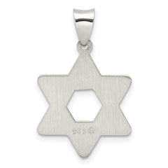 Sterling Silver Polsihed and Textured Solid Star of David Pendant