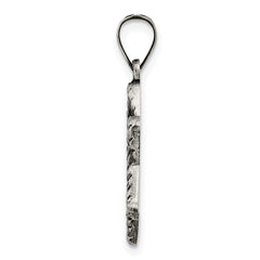 Sterling Silver Antiqued and Textured Solid Star of David Pendant