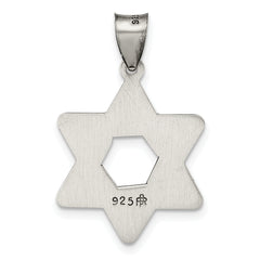 Sterling Silver Antiqued and Textured Solid Star of David Pendant