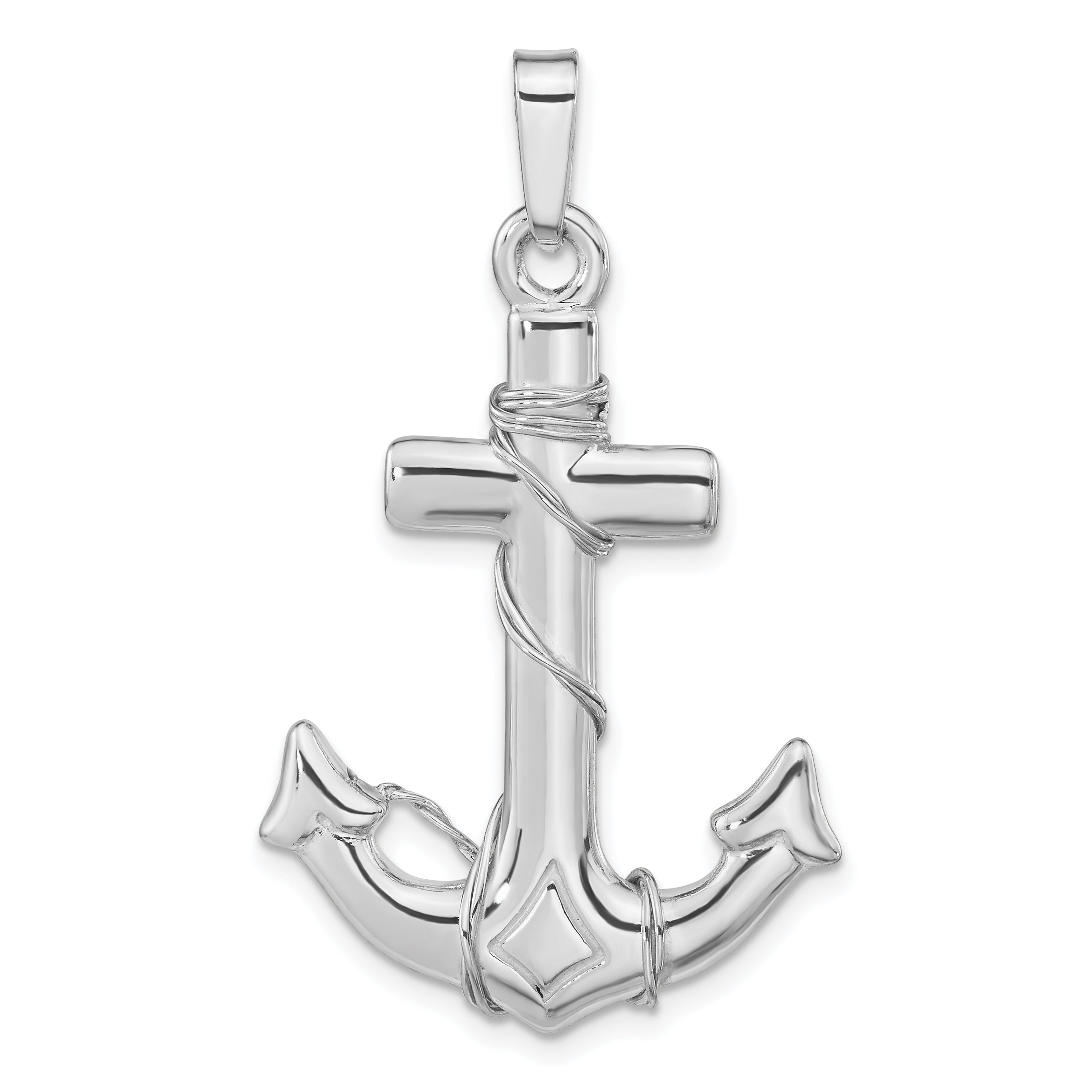 Sterling Silver Polished 3D Anchor Pendant