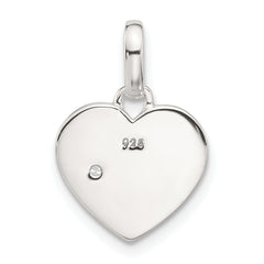 Sterling Silver E-coated CZ Heart Pendant