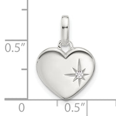 Sterling Silver E-coated CZ Heart Pendant