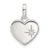 Sterling Silver E-coated CZ Heart Pendant