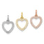 Three Hearts Pendant in Sterling Silver with Cubic Zirconia, 14mm - Sophia Jewelers