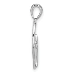 Sterling Silver Rhodium-plated Heartbeat Heart Pendant