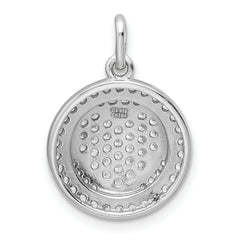 Sterling Silver Gold-plated CZ Heart Circle Pendant