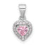 Sterling Silver Rhodium-plated Clear and Pink CZ Heart Pendant