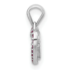 Sterling Silver Rhodium-plated Clear and Pink CZ Heart Pendant