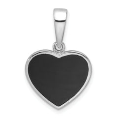 Sterling Silver Rhodium-plated Black Onyx Reversible Heart Pendant