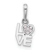 Sterling Silver Rhodium-plated CZ LOVE Pendant