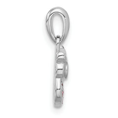 Sterling Silver Rhodium-plated Pink/Black CZ Owl Pendant