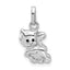 Sterling Silver Rhodium-plated Enameled Cat Charm Pendant