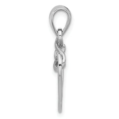 Sterling Silver Rhodium-Plated Polished Fancy Open Heart Pendant