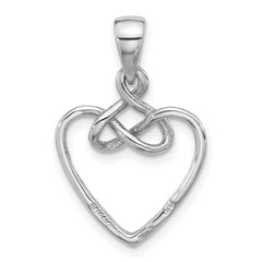 Sterling Silver Rhodium-Plated Polished Fancy Open Heart Pendant