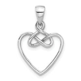 Sterling Silver Rhodium-Plated Polished Fancy Open Heart Pendant