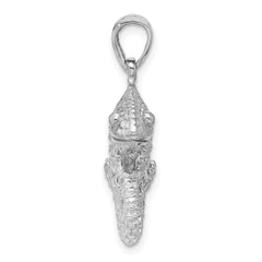 Sterling Silver Rhodium-plated Polished and Textured 3D Chameleon Pendant