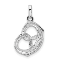 Sterling Silver Rhodium-plated CZ Pretzel Pendant