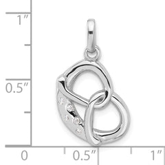 Sterling Silver Rhodium-plated CZ Pretzel Pendant