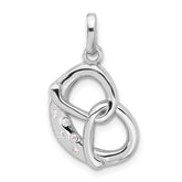 Sterling Silver Rhodium-plated CZ Pretzel Pendant