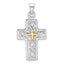 Sterling Silver Rhodium-plated and Gold-tone Reversible Cross Pendant