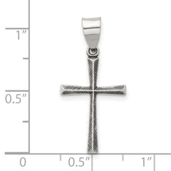 Sterling Silver Antiqued Solid Textured Latin Cross Pendant