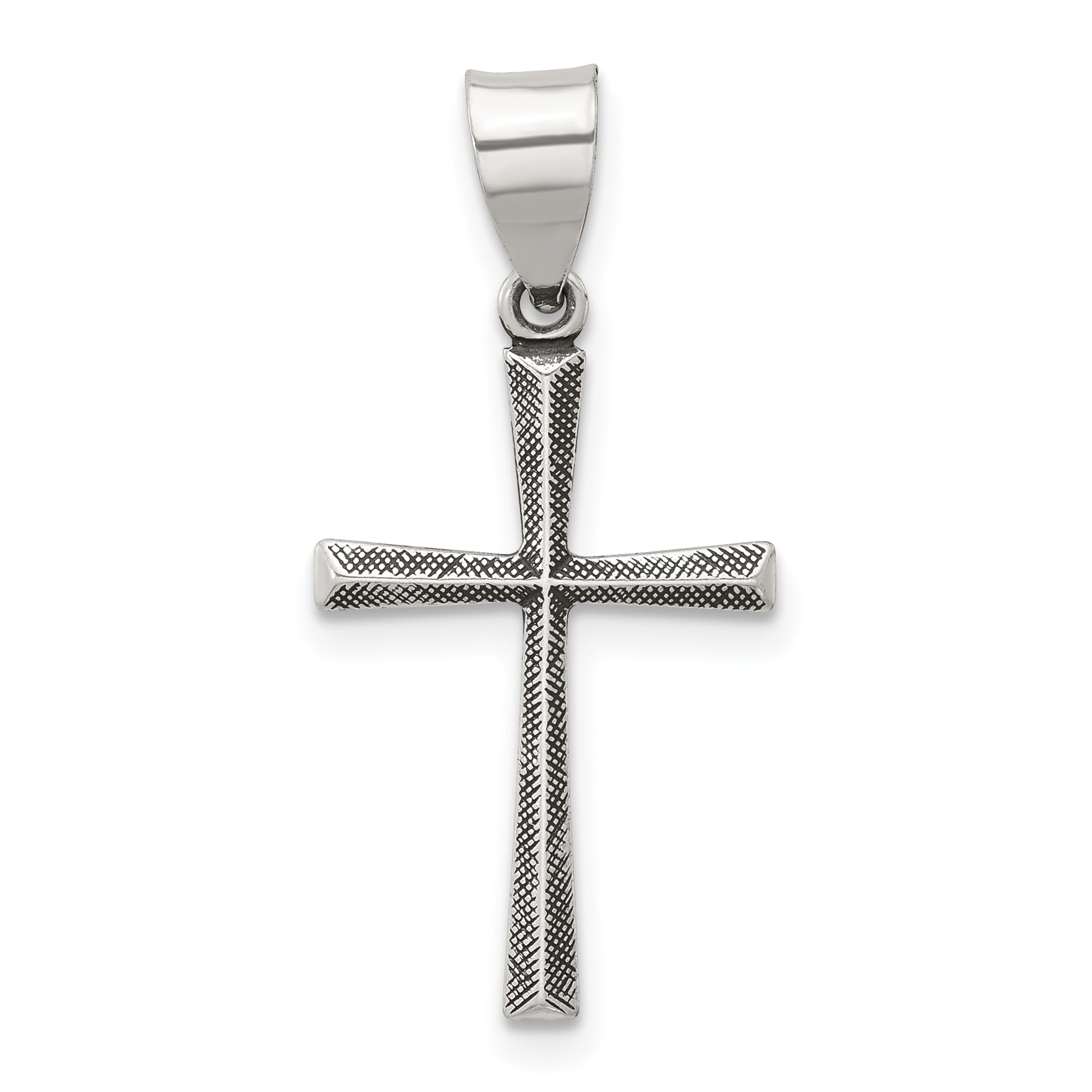 Sterling Silver Antiqued Solid Textured Latin Cross Pendant