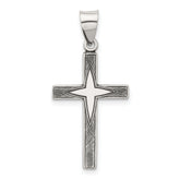 Sterling Silver Antiqued Solid Textured Cross Pendant