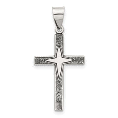 Sterling Silver Antiqued Solid Textured Cross Pendant