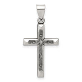 Sterling Silver Antiqued Solid Textured Cross Pendant
