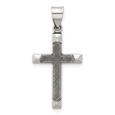 Sterling Silver Antiqued Solid Textured Cross Pendant