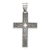 Sterling Silver Antiqued Solid Textured Cross Pendant