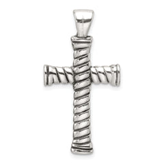 Sterling Silver Polished and Antiqued Cross Pendant