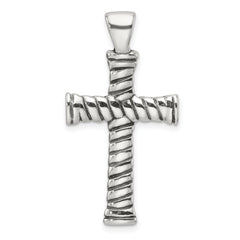 Sterling Silver Polished and Antiqued Cross Pendant