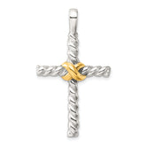 Sterling Silver and Gold-tone Polished Cross Pendant