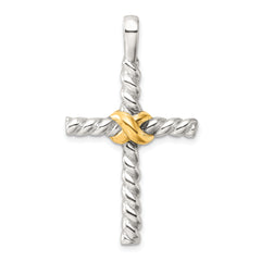 Sterling Silver and Gold-tone Polished Cross Pendant