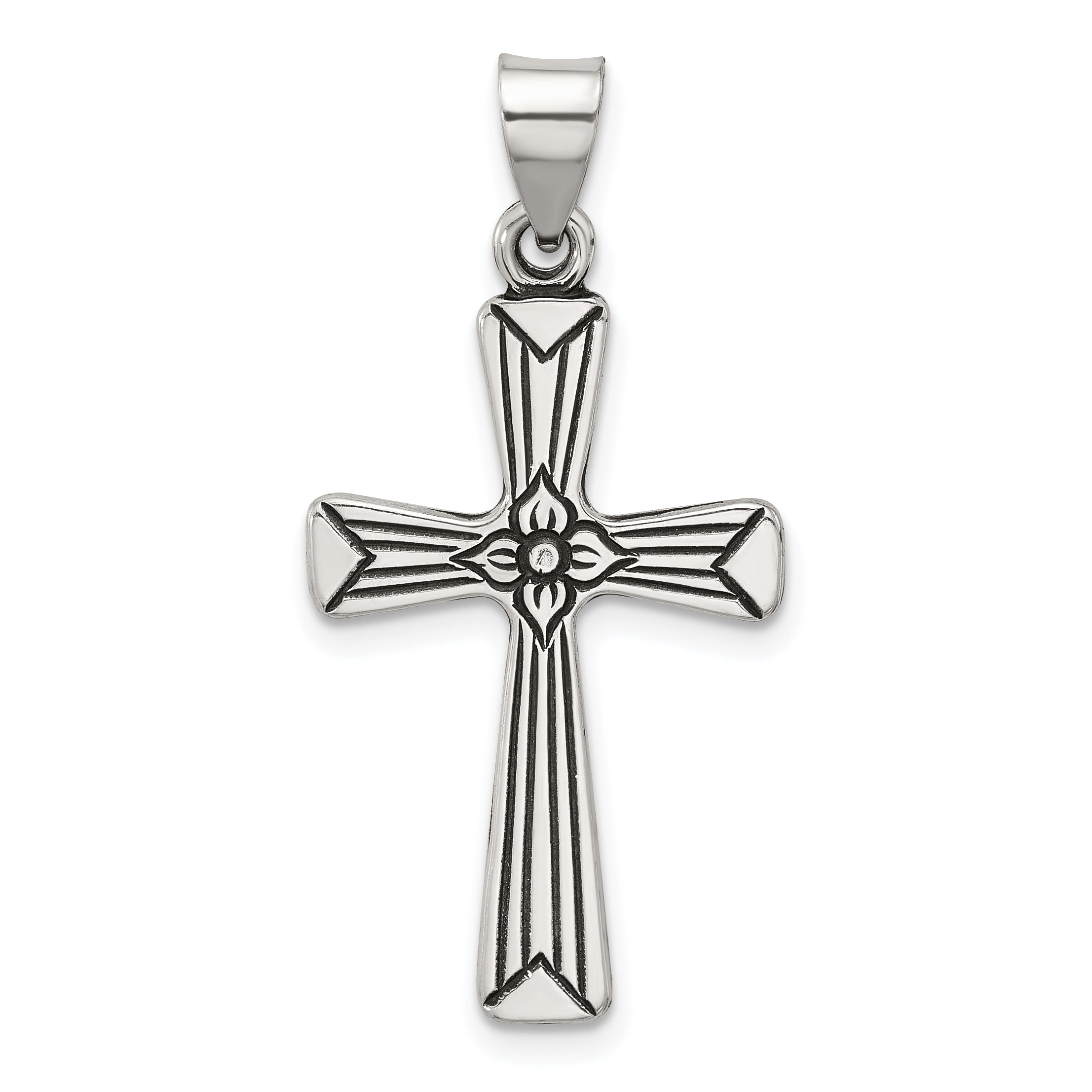 Sterling Silver Antiqued Solid Cross Pendant