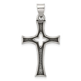 Sterling Silver Antiqued Solid Textured Cut Out Cross Pendant