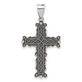 Sterling Silver Antiqued Solid Textured Cross Pendant