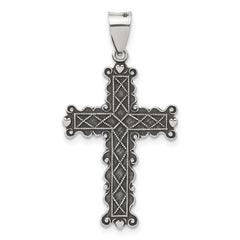 Sterling Silver Antiqued Solid Textured Cross Pendant
