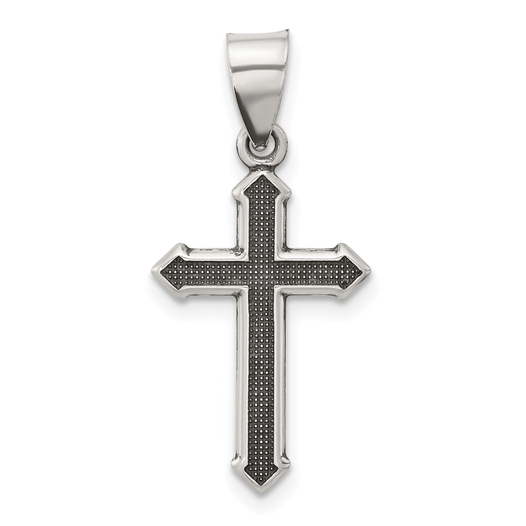 Sterling Silver Antiqued Textured Cross Pendant