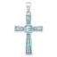 Sterling Silver Rhodium-plated Larimar Cross Pendant