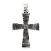 Sterling Silver Antiqued Solid Textured Cross Pendant