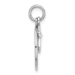 SS Rhodium-plated Circle Disk and Cross with Clear Crystal Pendant