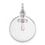 SS Rhodium-plated Circle Disk and Cross with Pink Crystal Pendant