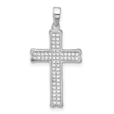 Sterling Silver Rhodium-plated Polished CZ Pave Cross Pendant