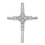 Sterling Silver Rhodium-plated Polished Flower CZ Cross Chain Slide