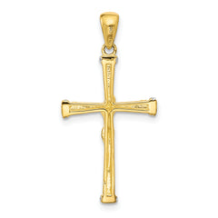 Sterling Silver Gold-tone CZ Latin Crucifix Cross Pendant