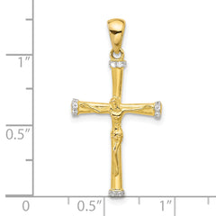 Sterling Silver Gold-tone CZ Latin Crucifix Cross Pendant
